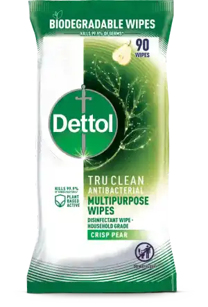 Dettol Tru Clean Antibacterial Multipurpose Cleaning Wipes Crisp Pear