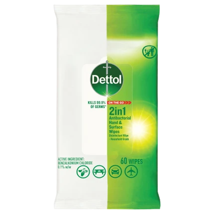 Dettol 2 in 1 Hand & Surfaces Anti-Bacterial Wipes
