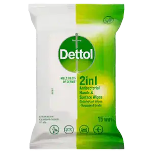 Dettol 2 in 1 Hands & Surfaces Anti-Bacterial Wipes