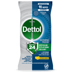 Dettol Protect 24 Multipurpose Wipes Citrus Burst
